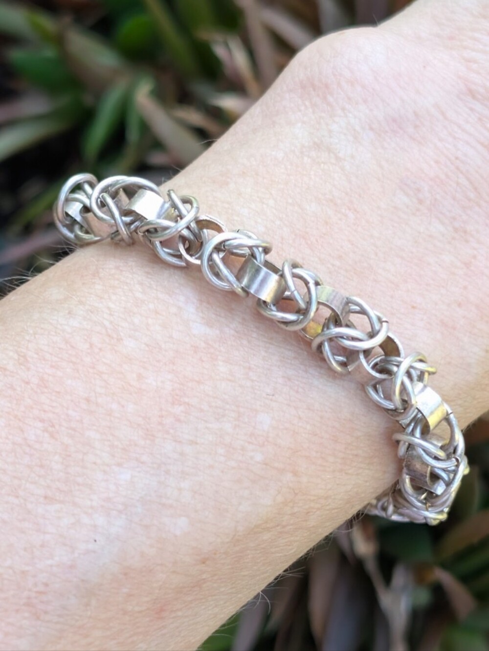 Vintage Sterling Silver Byzantine Chainmail Link Bracelet